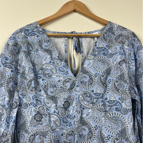 New Sokie Collective Long Sleeve Mini Dress in Blue Paisley Women's Size M - Picture 4 of 10